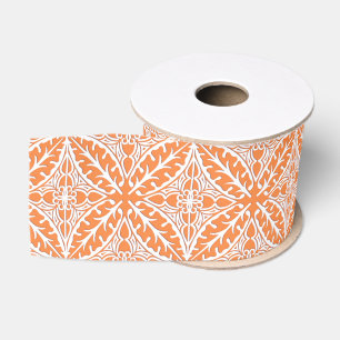 Marokkaanse tegels - koraal oranje en wit grosgrain lint
