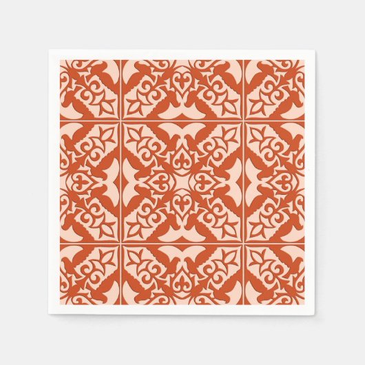 Marokkaanse tegels - koraal sinaasappel en perzik servetten (Voorkant)