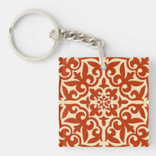 Marokkaanse tegels - koraal sinaasappel en perzik sleutelhanger