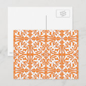 Marokkaanse tegels - koraal sinaasappel en wit briefkaart (Voorkant / Achterkant)