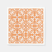 Marokkaanse tegels - koraal sinaasappel en wit servetten (Voorkant)