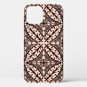 Marokkaanse tegels - perzik roze en zwart iPhone 12 hoesje