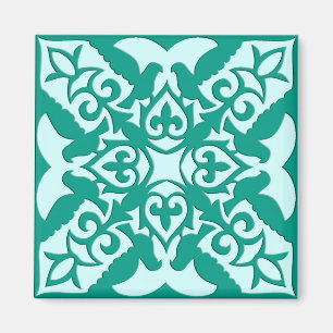Marokkaanse tegels - turquoise en aqua magneet