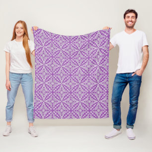 Marokkaanse tegels - violet en wit fleece deken