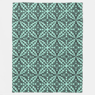 Marokkaanse tegels - waterblauw en zwart fleece deken
