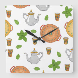 Marokkaanse thee en Tadzjiekse motief Vierkante Klok