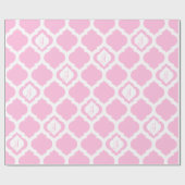 Marokkaanse trellesroze en witte monogram cadeaupapier (Vlak)