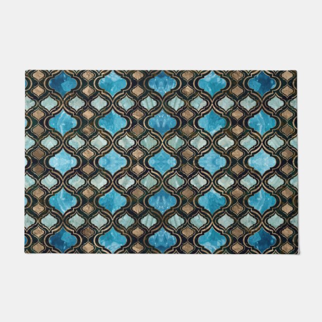 Marokkaanse trellis Blue Crystal Textures Deurmat (Voorkant)