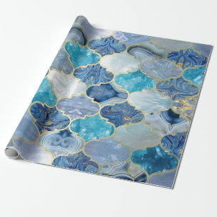 Marokkaanse trellis Blue Mineral Textures Cadeaupapier