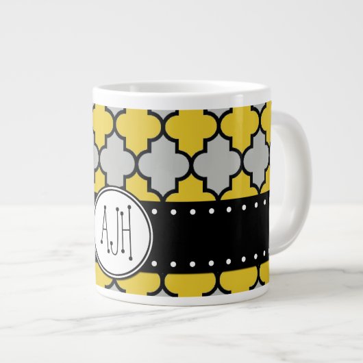 Marokkaanse Trellis, Latticework, Monogram Jumbo Beker (Voorkant rechts)