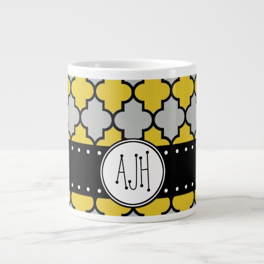 Marokkaanse Trellis, Latticework, Monogram Jumbo Beker (Voorkant)