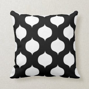 Marokkaanse Trellis Pattern Pillow in Black and Wh Kussen