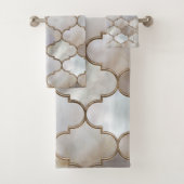 Marokkaanse trellis Pearl en Gold Bad Handdoek (Insitu)