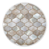 Marokkaanse trellis Pearl en Gold Keramische Knop (Voorkant)