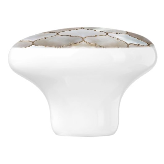 Marokkaanse trellis Pearl en Gold Keramische Knop (Zijkant)