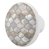 Marokkaanse trellis Pearl en Gold Keramische Knop (Rechts)