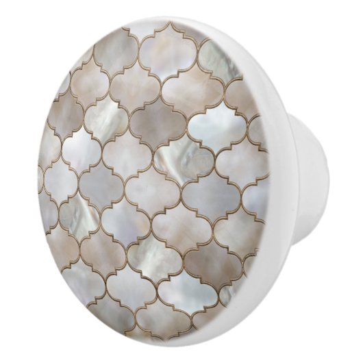 Marokkaanse trellis Pearl en Gold Keramische Knop (Rechts)