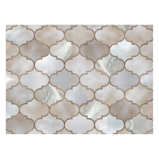 Marokkaanse trellis Pearl en Gold Tafelkleed (Voorkant (Horizontaal))