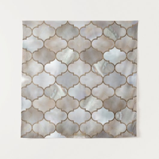 Marokkaanse trellis Pearl en Gold Wandkleed (Voorkant)