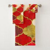 Marokkaanse trellis Reds en Gold Bad Handdoek (Insitu)