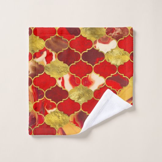 Marokkaanse trellis Reds en Gold Bad Handdoek (Wasdoekje)