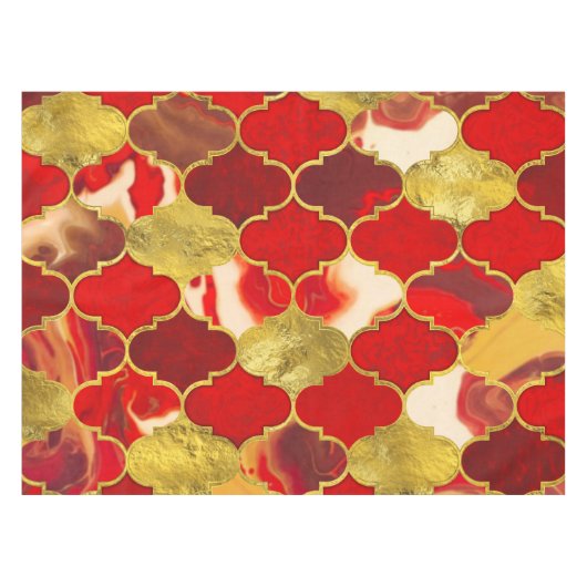 Marokkaanse trellis Reds en Gold Tafelkleed (Voorkant (Horizontaal))