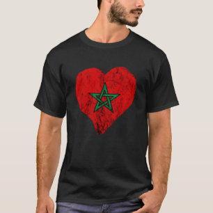 Marokkaanse trots hart Marokkaanse vlag Marokkaans T-shirt