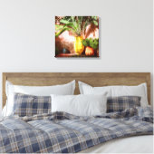 Marokkaanse tuin - varen in gele pot canvas afdruk (Insitu (Slaapkamer))