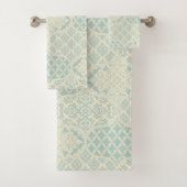 Marokkaanse uienpatroon in gletsjer blauw en crème bad handdoek (Insitu)
