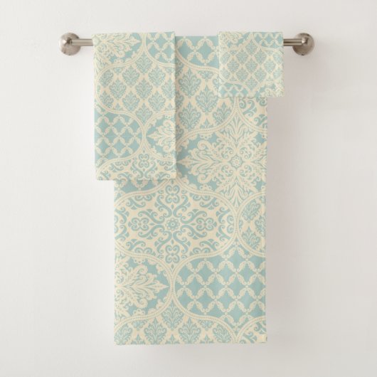 Marokkaanse uienpatroon in gletsjer blauw en crème bad handdoek (Insitu)