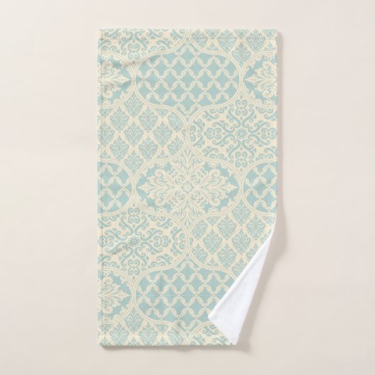 Marokkaanse uienpatroon in gletsjer blauw en crème bad handdoek (Handdoek)