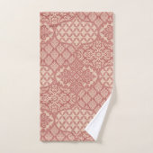 Marokkaanse uienpatroon in Terra-Cotta en linnen Bad Handdoek (Handdoek)
