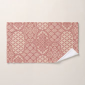 Marokkaanse uienpatroon in Terra-Cotta en linnen Bad Handdoek (Handdoek)