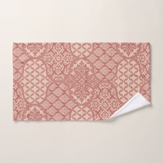 Marokkaanse uienpatroon in Terra-Cotta en linnen Bad Handdoek (Handdoek)