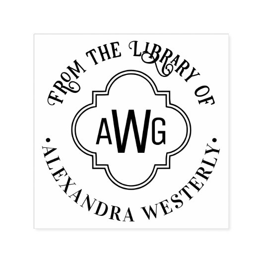 Marokkaanse Vierblad 3 Initiaal Bibliotheek Boekna Zelfinktende Stempel (Design)