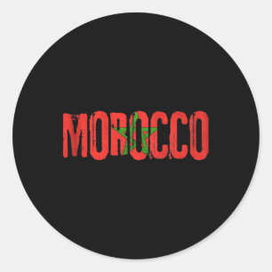 Marokkaanse vlag Marokko Voetbalshirt voor mannen Ronde Sticker