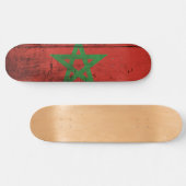 Marokkaanse vlag op oude houten graan skateboard (Horizontaal)