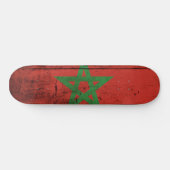 Marokkaanse vlag op oude houten graan skateboard (Horizontaal)