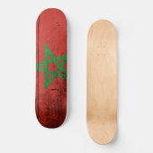 Marokkaanse vlag op oude houten graan skateboard (Voorkant)