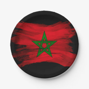 Marokkaanse vlag, penseelstreek, nationale vlag papieren bordje