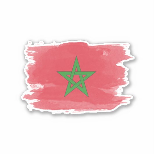 Marokkaanse vlag, penseelstreek, nationale vlag sticker (Voorkant)