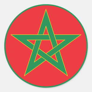 Marokkaanse Vlag Ronde Sticker. Sticker