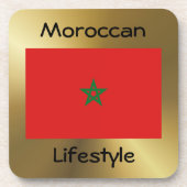 Marokkaanse vlag + tekst Onderzetter (Voorkant)