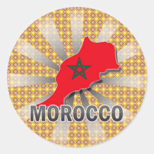Marokkaanse vlaggenkaart 2.0 ronde sticker