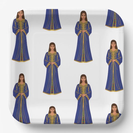 Marokkaanse vrouw in Caftan Papieren Bordje (Voorkant)