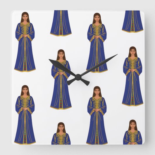 Marokkaanse vrouw in Caftan Vierkante Klok (Voorkant)