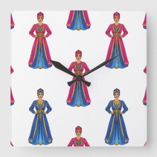 Marokkaanse vrouw in Traditional Degmentary Motif Vierkante Klok