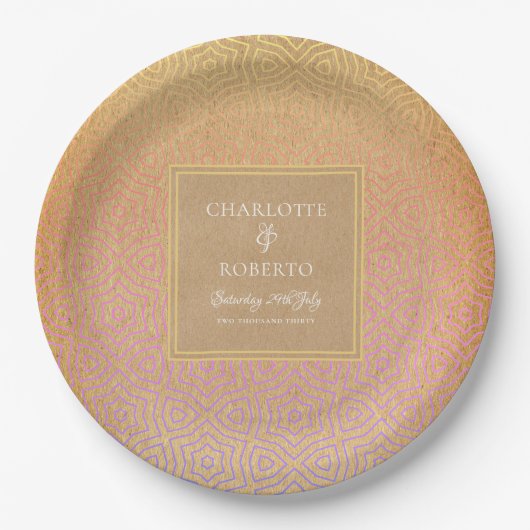 Marokkaanse Woestijn Chic Bruiloft Papieren Bordje (Voorkant)