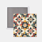 Marokkaanse Zellij Rood Geel en Groen Magneet (Voorkant / Achterkant)