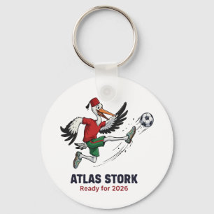 Marokko 2026 Atlas Ooievaar Voetbal Mascotte – Leu Sleutelhanger